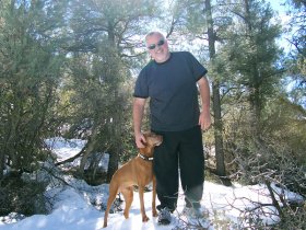 Tucker and Jim at snow
